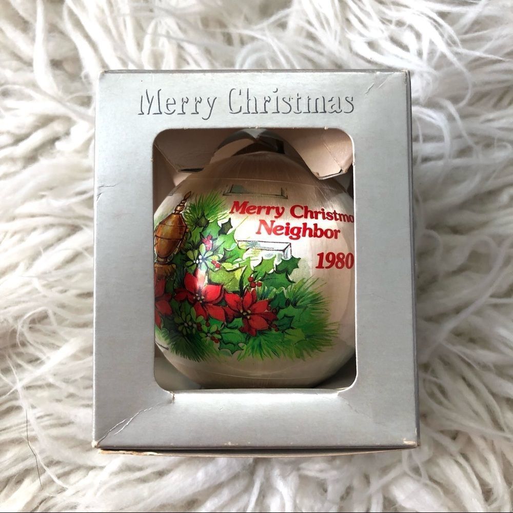 1980 Vintage Merry Christmas Neighbor Ornament